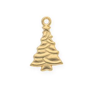 Stainless steel charms Christmas tree Gold