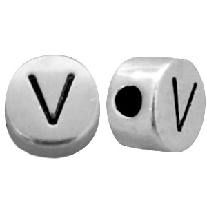 DQ European metal letterbead V Antique Silver (nickel free)