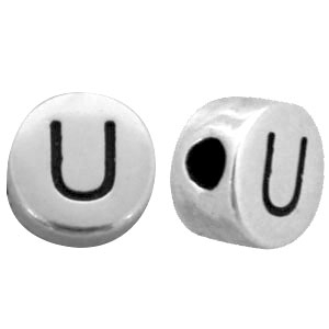 DQ European metal letterbead U Antique Silver (nickel free)