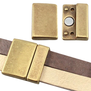 Large DQ metal magnetic clasp (for 10/20mm flat DQ leather) Antique bronze (nickel free)