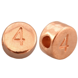 DQ metal number beads # 4 Rose gold (nickel free)