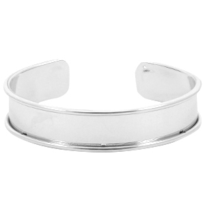 DQ metal bracelet base (for 10mm cord/leather) Silver (nickel free)