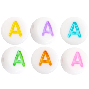 Acrylic letterbeads letter A Multicolor-White