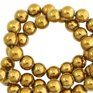Round hematite beads 8mm  Gold 