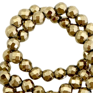 Round hematite beads 4mm faceted cut Antique gold