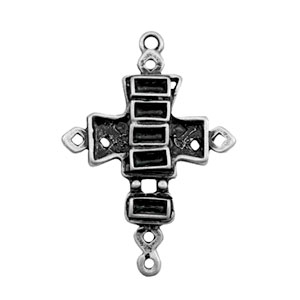 TQ metal charms connector cross with settings Antique silver