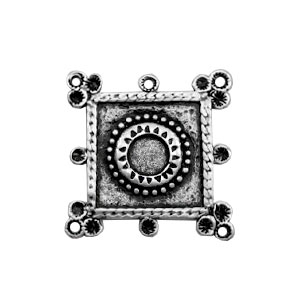 TQ metal charms square with PP32 Swarovski setting Antique silver