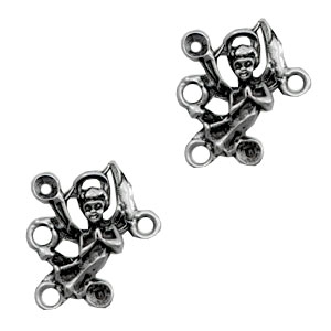 TQ metal charms angel connector/ PP32 Swarovski setting Antique silver