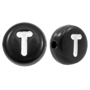 Acrylic letter beads letter T Black