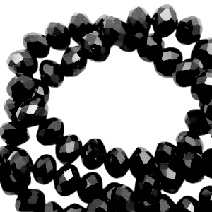 Top faceted beads 4x3mm disc Black-pearl high shine coating