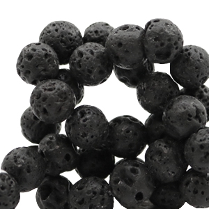 8 mm natural stone beads matt Lava Black