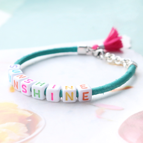 Colourful jewellery with DQ European leather, personalised with letter beads