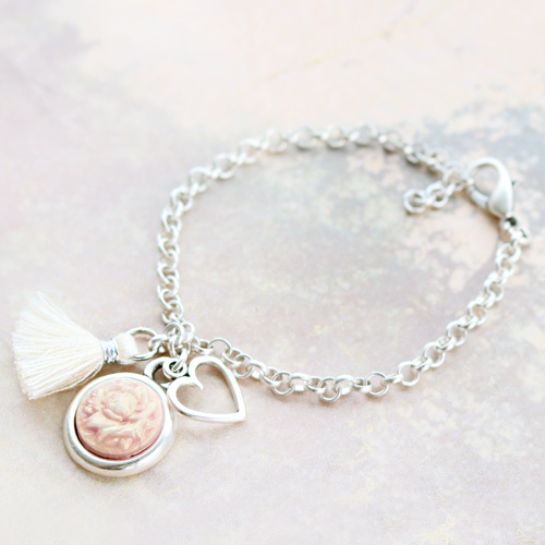 Bracelets and a keychain with the best, new cameo cabochons