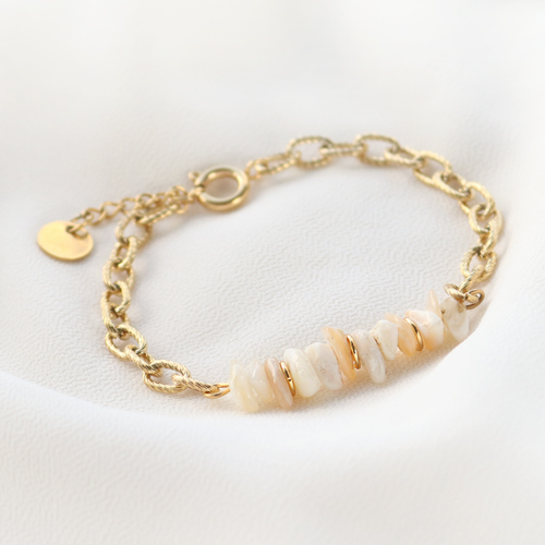 These combinations can be made with the popular stainless steel belcher chain and natural stone beads: 