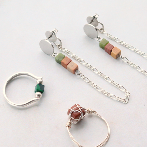 Create stylish earrings and bracelets with these new natural stone cube beads: