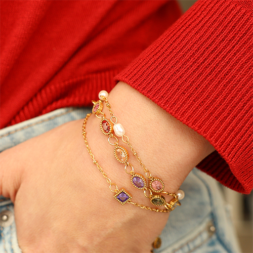 Mix&match stainless steel charms and connectors with zirconia