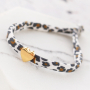 Make cute bracelets and hair elastics with stitched elastic ribbon leopard: