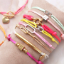 Make colourful  bracelets with satin wire and stainless steel connectors