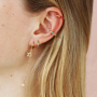 Take a look how to combine the zirconia ear cuffs with earrings