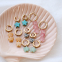 Design trendy earrings with the heart and star natural stone beads. 