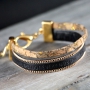 These tough-fancy bracelets made of Quote leather with chain are super fun to create yourself