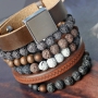  Jewellery for men with natural stone lava beads, wooden beads, Cuoio and Divino!