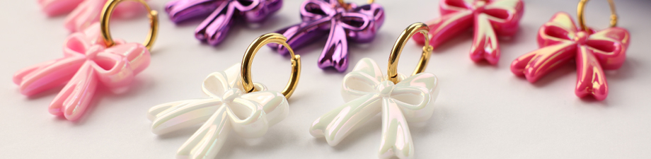 New collection of acrylic bow charms and heart earrings