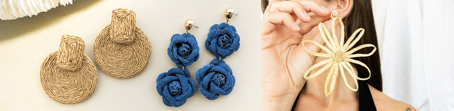 Statement raffia and denim earrings Statement raffia and denim earrings