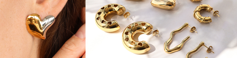 Ready-to-wear stainless steel earrings in playful shapes