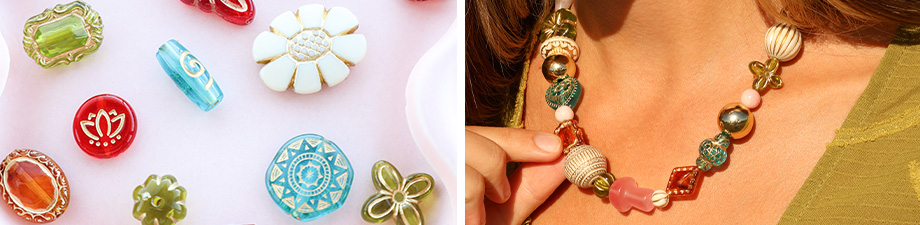 New series of acrylic beads with gold-tone details